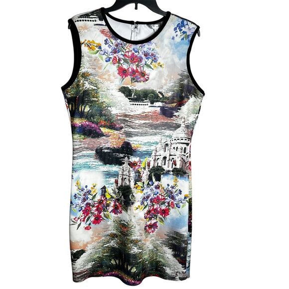 Ninety Wearable Art Sheath Dress Size 1X Sleeveless Lightweight Multicolor - Picture 1 of 8